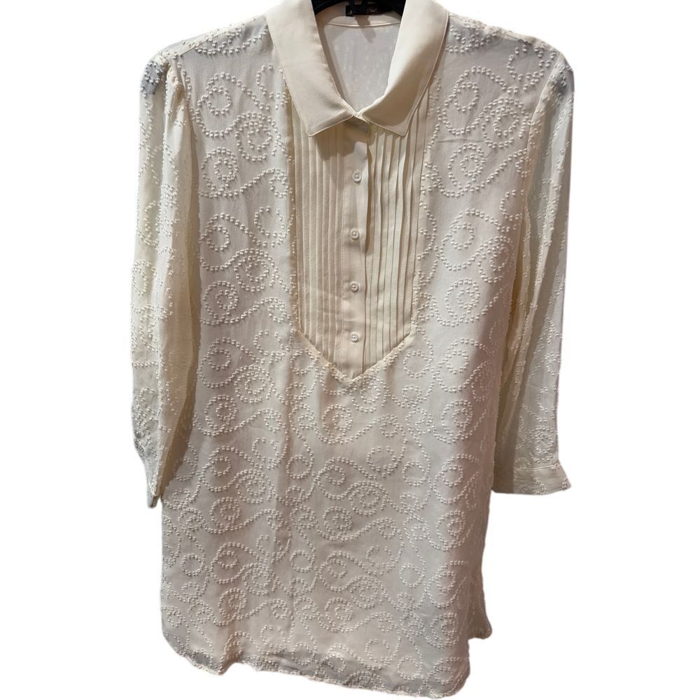 Women's  J. McLaughlin Silk 3/4 Sleeve Tunic Shirt Size Medium‎ Off White size M